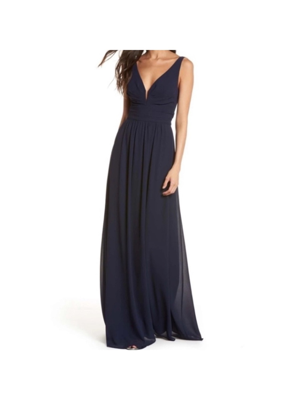 Lulu’s Melora Sleeveless plunging v-neck navy maxi size large